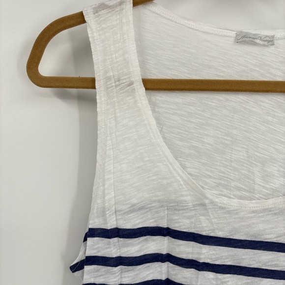 American Vintage Women’s Blue White Striped 100% Cotton Slub Knit Tank Top Large - Picture 3 of 16